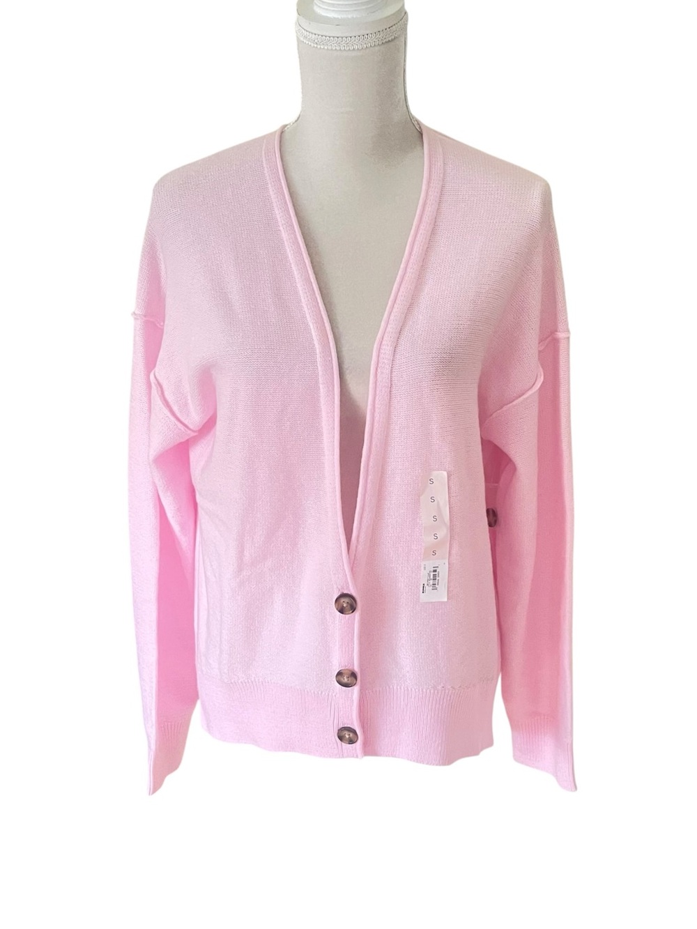SO Pastel Pink Button-Front Women's Cardigan